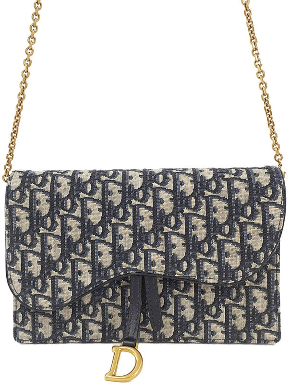 Christian Dior Oblique Saddle Pouch Clutch Chain Wallet